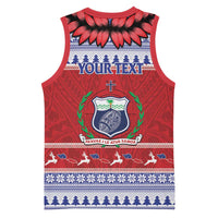 Personalised Toa Samoa Rugby Christmas Basketball Jersey Ula Fala Samoan Pattern Red LT14 - Polynesian Pride