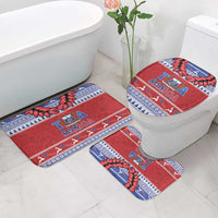 Toa Samoa Rugby Christmas Bathroom Set Ula Fala Samoan Pattern Red LT14 - Polynesian Pride
