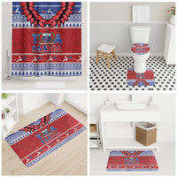 Toa Samoa Rugby Christmas Bathroom Set Ula Fala Samoan Pattern Red LT14 - Polynesian Pride