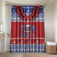 Toa Samoa Rugby Christmas Bathroom Set Ula Fala Samoan Pattern Red LT14 Shower Curtain Only Red - Polynesian Pride
