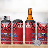 Toa Samoa Rugby Christmas 4 in 1 Can Cooler Tumbler Ula Fala Samoan Pattern Red LT14 - Polynesian Pride