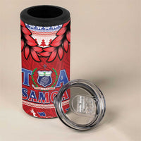 Toa Samoa Rugby Christmas 4 in 1 Can Cooler Tumbler Ula Fala Samoan Pattern Red LT14 - Polynesian Pride