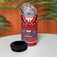 Toa Samoa Rugby Christmas 4 in 1 Can Cooler Tumbler Ula Fala Samoan Pattern Red LT14 - Polynesian Pride