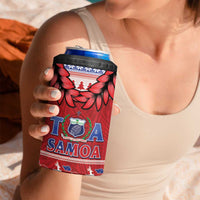 Toa Samoa Rugby Christmas 4 in 1 Can Cooler Tumbler Ula Fala Samoan Pattern Red LT14 - Polynesian Pride