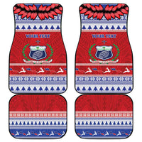 Personalised Toa Samoa Rugby Christmas Car Mats Ula Fala Samoan Pattern Red - Polynesian Pride