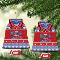 Toa Samoa Rugby Christmas Ceramic Ornament Ula Fala Samoan Pattern Red - Polynesian Pride
