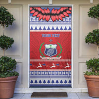 Personalised Toa Samoa Rugby Christmas Door Cover Ula Fala Samoan Pattern Red LT14 Red - Polynesian Pride