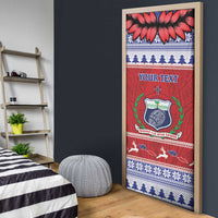 Personalised Toa Samoa Rugby Christmas Door Cover Ula Fala Samoan Pattern Red LT14 - Polynesian Pride