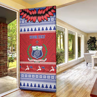 Personalised Toa Samoa Rugby Christmas Door Cover Ula Fala Samoan Pattern Red LT14 - Polynesian Pride