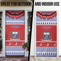 Personalised Toa Samoa Rugby Christmas Door Cover Ula Fala Samoan Pattern Red LT14 - Polynesian Pride