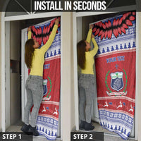 Personalised Toa Samoa Rugby Christmas Door Cover Ula Fala Samoan Pattern Red LT14 - Polynesian Pride