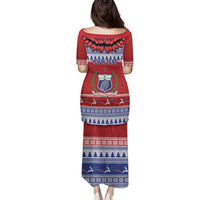Personalised Toa Samoa Rugby Christmas Family Matching Puletasi and Hawaiian Shirt Ula Fala Samoan Pattern Red LT14 - Polynesian Pride