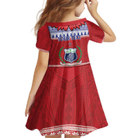Personalised Toa Samoa Rugby Christmas Family Matching Summer Maxi Dress and Hawaiian Shirt Ula Fala Samoan Pattern Red - Polynesian Pride