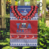Toa Samoa Rugby Christmas Garden Flag Ula Fala Samoan Pattern Red - Polynesian Pride