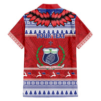 Personalised Toa Samoa Rugby Christmas Hawaiian Shirt Ula Fala Samoan Pattern Red LT14 - Polynesian Pride