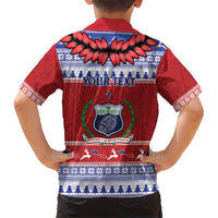 Personalised Toa Samoa Rugby Christmas Hawaiian Shirt Ula Fala Samoan Pattern Red LT14 - Polynesian Pride