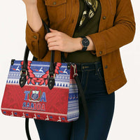 Toa Samoa Rugby Christmas Leather Bag Ula Fala Samoan Pattern Red LT14 - Polynesian Pride