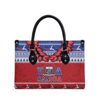 Toa Samoa Rugby Christmas Leather Bag Ula Fala Samoan Pattern Red LT14 - Polynesian Pride
