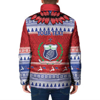 Personalised Toa Samoa Rugby Christmas Padded Jacket Ula Fala Samoan Pattern Red LT14 - Polynesian Pride