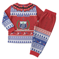 Personalised Toa Samoa Rugby Christmas Pajama Set Ula Fala Samoan Pattern Red LT14 - Polynesian Pride