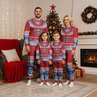 Personalised Toa Samoa Rugby Christmas Pajama Set Ula Fala Samoan Pattern Red LT14 - Polynesian Pride