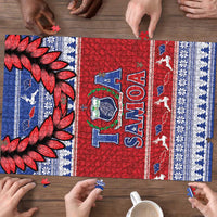 Toa Samoa Rugby Christmas Puzzle Ula Fala Samoan Pattern Red LT14 - Polynesian Pride
