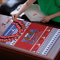 Toa Samoa Rugby Christmas Puzzle Ula Fala Samoan Pattern Red LT14 - Polynesian Pride