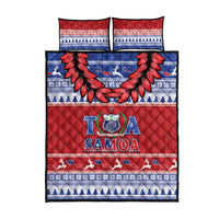 Toa Samoa Rugby Christmas Quilt Bed Set Ula Fala Samoan Pattern Red - Polynesian Pride