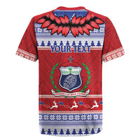 Personalised Toa Samoa Rugby Christmas Rugby Jersey Ula Fala Samoan Pattern Red LT14 - Polynesian Pride