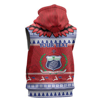 Personalised Toa Samoa Rugby Christmas Sleeveless Hoodie Ula Fala Samoan Pattern Red LT14 - Polynesian Pride