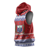 Personalised Toa Samoa Rugby Christmas Sleeveless Hoodie Ula Fala Samoan Pattern Red LT14 - Polynesian Pride