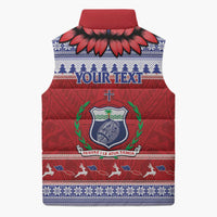 Personalised Toa Samoa Rugby Christmas Sleeveless Puffer Jacket Ula Fala Samoan Pattern Red LT14 - Polynesian Pride