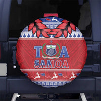 Toa Samoa Rugby Christmas Spare Tire Cover Ula Fala Samoan Pattern Red - Polynesian Pride