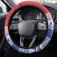 Toa Samoa Rugby Christmas Steering Wheel Cover Ula Fala Samoan Pattern Red - Polynesian Pride