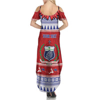 Personalised Toa Samoa Rugby Christmas Summer Maxi Dress Ula Fala Samoan Pattern Red - Polynesian Pride