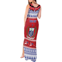 Personalised Toa Samoa Rugby Christmas Tank Maxi Dress Ula Fala Samoan Pattern Red - Polynesian Pride