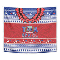 Toa Samoa Rugby Christmas Tapestry Ula Fala Samoan Pattern Red - Polynesian Pride