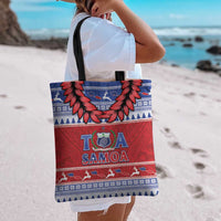 Toa Samoa Rugby Christmas Tote Bag Ula Fala Samoan Pattern Red LT14 - Polynesian Pride