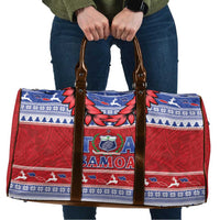 Toa Samoa Rugby Christmas Travel Bag Ula Fala Samoan Pattern Red LT14 Red - Polynesian Pride