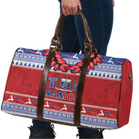Toa Samoa Rugby Christmas Travel Bag Ula Fala Samoan Pattern Red LT14 - Polynesian Pride