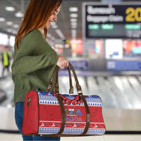 Toa Samoa Rugby Christmas Travel Bag Ula Fala Samoan Pattern Red LT14 - Polynesian Pride