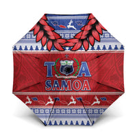 Toa Samoa Rugby Christmas Umbrella Ula Fala Samoan Pattern Red LT14 One Size Folded 11.42 inch Opened Diameter 37.4 inch Red - Polynesian Pride