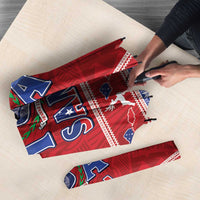 Toa Samoa Rugby Christmas Umbrella Ula Fala Samoan Pattern Red LT14 - Polynesian Pride