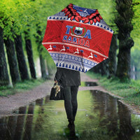 Toa Samoa Rugby Christmas Umbrella Ula Fala Samoan Pattern Red LT14 - Polynesian Pride