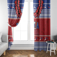 Toa Samoa Rugby Christmas Window Curtain Ula Fala Samoan Pattern Red - Polynesian Pride