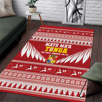 Tonga Rugby Christmas Area Rug Mate Maa Tonga Ngatu Pattern - Polynesian Pride