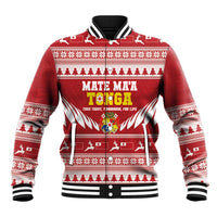 Personalised Tonga Rugby Christmas Baseball Jacket Mate Maa Tonga Ngatu Pattern LT14 Unisex Red - Polynesian Pride