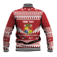 Personalised Tonga Rugby Christmas Baseball Jacket Mate Maa Tonga Ngatu Pattern LT14 - Polynesian Pride