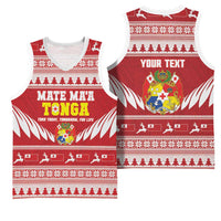 Personalised Tonga Rugby Christmas Basketball Jersey Mate Maa Tonga Ngatu Pattern - Polynesian Pride