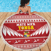 Tonga Rugby Christmas Beach Blanket Mate Maa Tonga Ngatu Pattern LT14 - Polynesian Pride